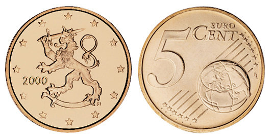 Финляндия, 5 центов 2000 (UNC, медь)