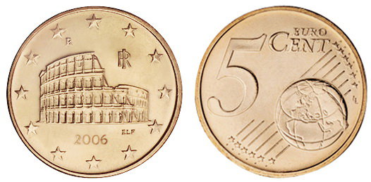 Италия, 5 центов 2006 (UNC, медь)