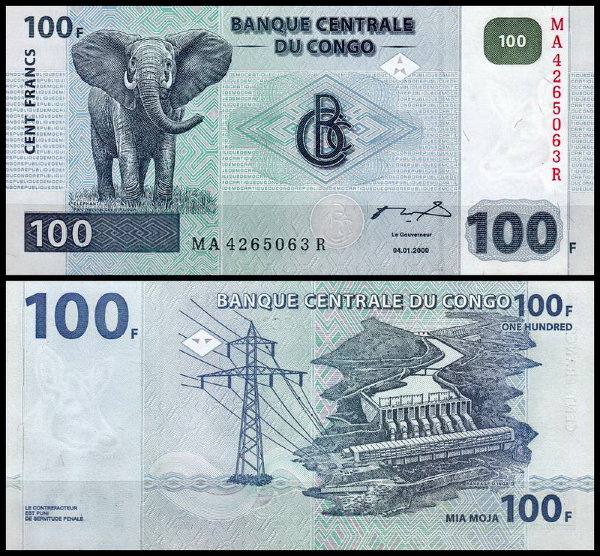 ДР Конго 100 франков 2000 (UNC Pick 92)