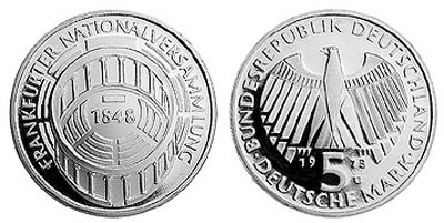 Германия, 5 марок 1973 год, Франкфуртское национальное собрание, ПРУФ
