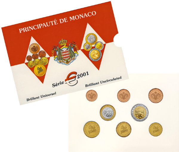 Монако, Набор монет 2001 года (буклет)