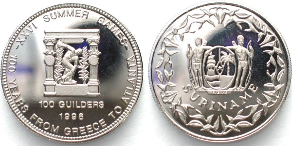 Суринам, 100 гульденов, 100 лет Олимпийским играм