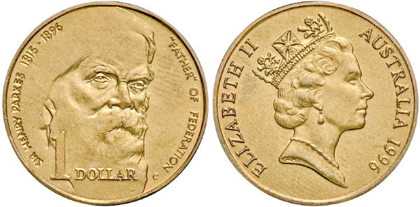 Австралия, 1 доллар 1996 год, Сэр Генри Паркс