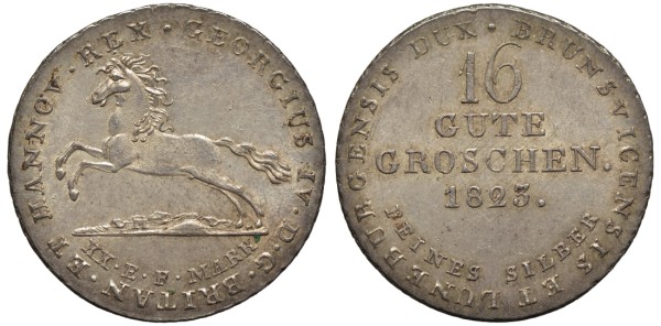 ГАННОВЕР 16 ГУТЕГРОШЕНОВ 1823 КОРОЛЬ АНГЛИИ ГЕОРГ IV