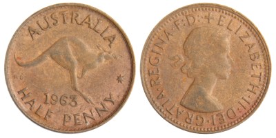 Австралия, 1/2 пенни 1963 год, 