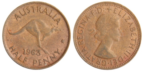 Австралия, 1/2 пенни 1963 год, 