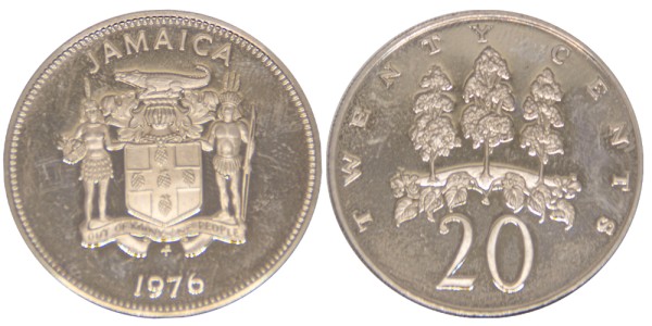 Ямайка, 20 центов 1976 год