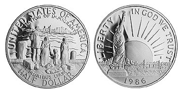 США, 50 центов 1986 год, 100 лет статуи Свободы, ПРУФ