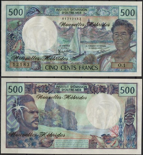 Новые Гебриды 500 франков 1970-1980 (UNC Pick 19)