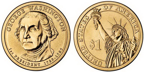США, 1 доллар 2007 год, 1-й президент Джордж Вашингтон