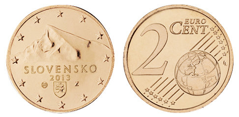 Словакия, 2 цента 2013 (UNC, медь)