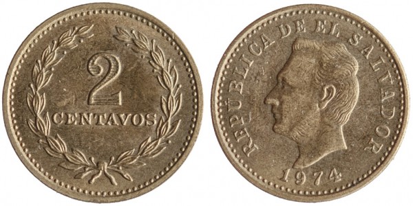 Сальвадор, 2 сентаво 1974 год, UNC