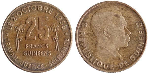 Гвинея, 25 франков 1959 год, VF