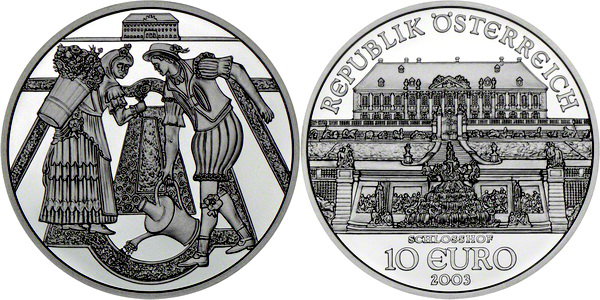 Австрия, 10 евро 2003 год, Замок Шлосс Хоф, ПРУФ
