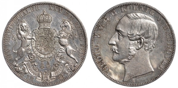 Ганновер 1 талер 1866 В, Георг V (1851-1866)
