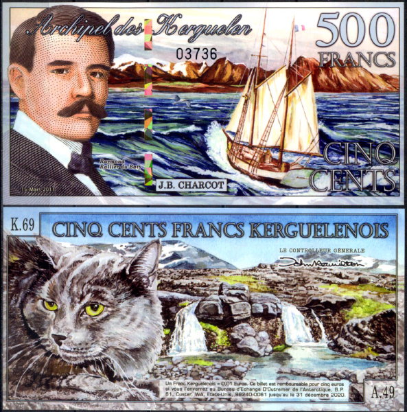 Острова Кергелен 500 франков 2011 год. UNC