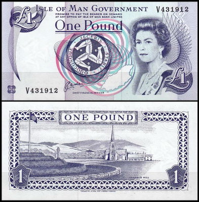 Мэн 1 фунт 1983 (UNC Pick 40b) Подпись 6