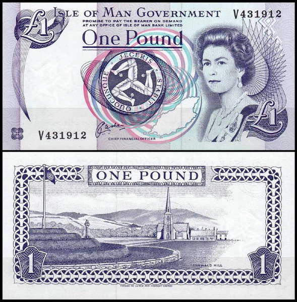 Мэн 1 фунт 1983 (UNC Pick 40b) Подпись 6