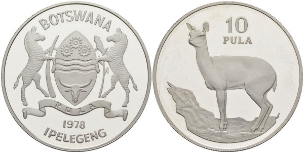 Ботсвана, 10 пула 1978 год - антилопа