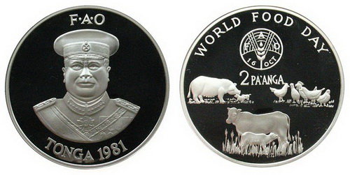 Тонга, 2 паанга 1981 (PROOF, серебро) F,A,O,