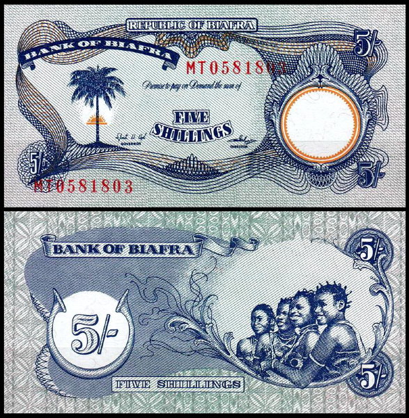 Биафра 5 шиллингов 1968-1969 (UNC Pick 3)