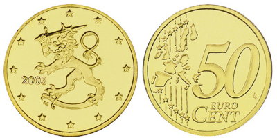 Финляндия, 50 центов 2003 (UNC, латунь)