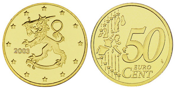 Финляндия, 50 центов 2003 (UNC, латунь)