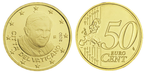 Ватикан, 50 центов 2010 год, UNC