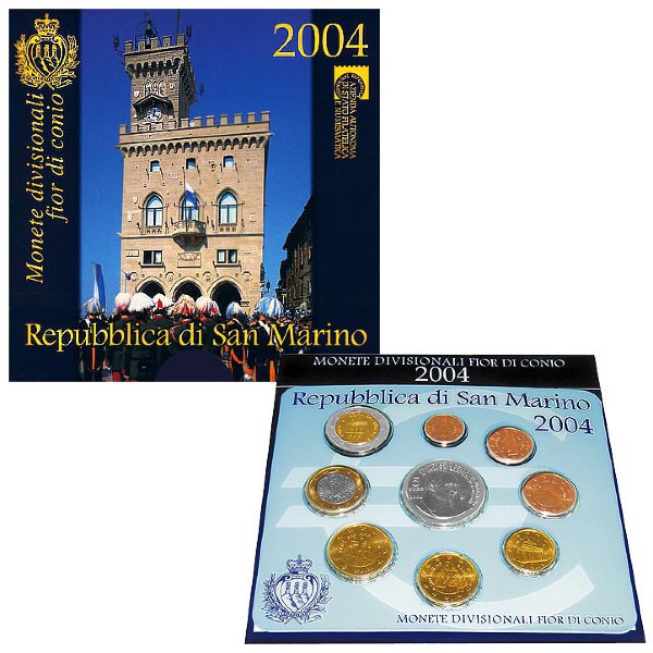 Сан Марино, Набор монет 2004 года (буклет) С серебряной монетой