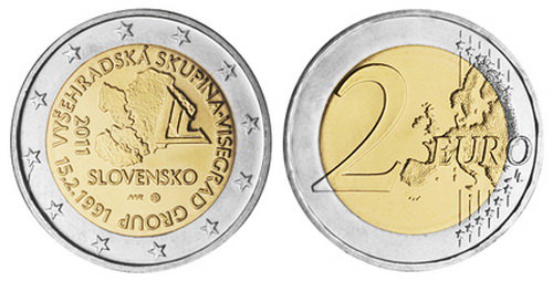 Словакия, 2 евро 2011 (UNC) 20-летие формирования Вышеградской группы