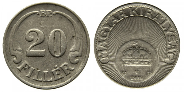 Венгрия, 20 филлеров 1926 год