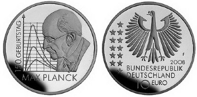 Германия, 10 евро 2008 F (PROOF) 150 лет со дня рождения физика-теоретика Макса Планка