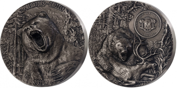 Кот-д’Ивуар, 5000 франков 2020 год, Гризли