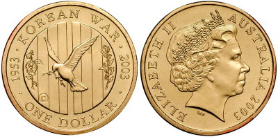 Австралия, 1 доллар 2003 год, 50 лет окончания войны в Корее