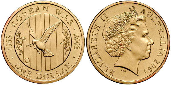 Австралия, 1 доллар 2003 год, 50 лет окончания войны в Корее