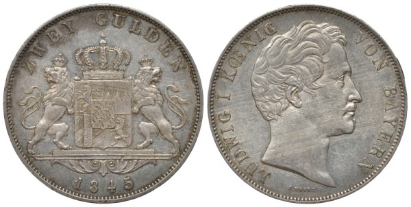 Бавария 2 гульдена 1845 Людвиг I (1825-1848)
