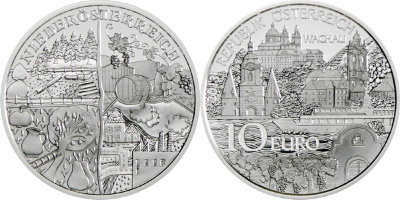 Австрия, 10 евро 2013 год, Монастыри Мельк и Дюрнштайн