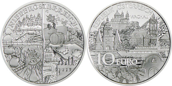 Австрия, 10 евро 2013 год, Монастыри Мельк и Дюрнштайн