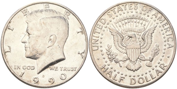 США, 50 центов 1990 год