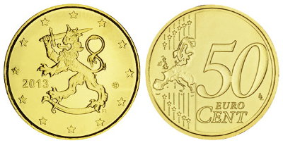 Финляндия, 50 центов 2013 (UNC, латунь)