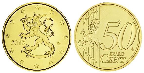 Финляндия, 50 центов 2013 (UNC, латунь)