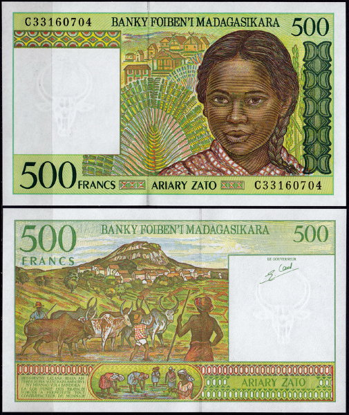 Мадагаскар 500 франков 1994 (UNC Pick 75)