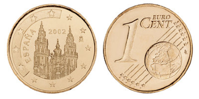 Испания, 1 цент 2002 (UNC, медь)