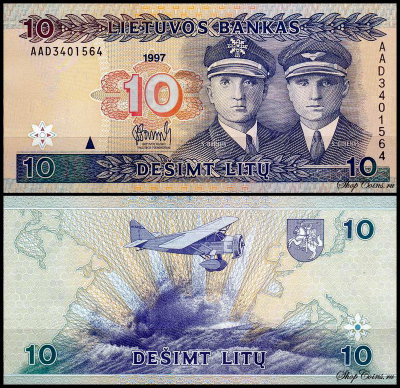 Литва 10 лит 1997 (UNC Pick 59)