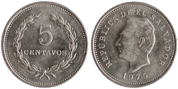 Сальвадор, 5 сентаво 1975 год, UNC