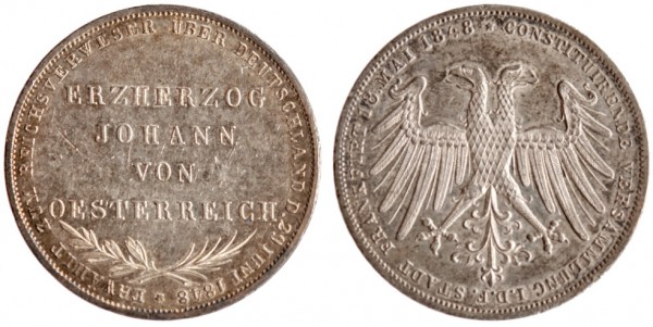 Франкфурт, 2 гульдена 1848 год, UNC