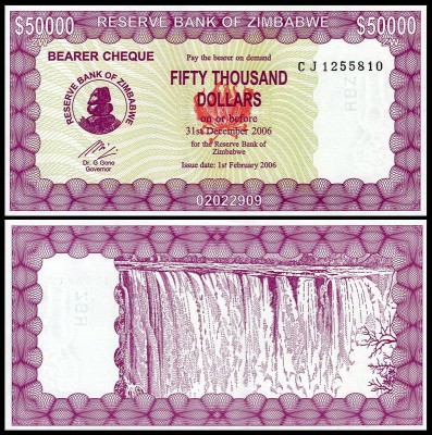 Зимбабве 50000 долларов 2006 (UNC Pick 29)