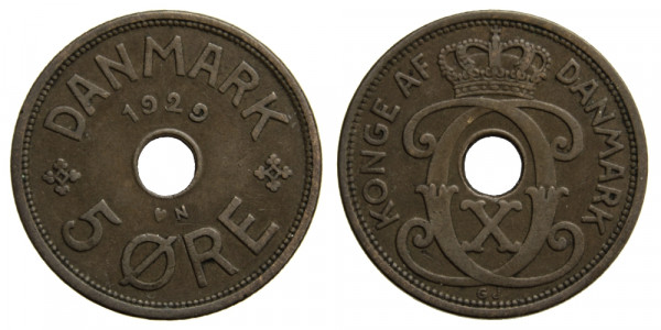 Дания, 5 эре 1929 год