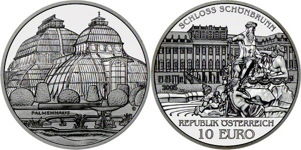 Австрия, 10 евро 2003 год, Дворец Шёнбрунн, ПРУФ