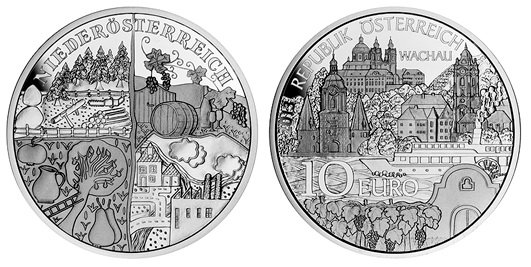 Австрия, 10 евро 2013 год, Монастыри Мельк и Дюрнштайн, ПРУФ